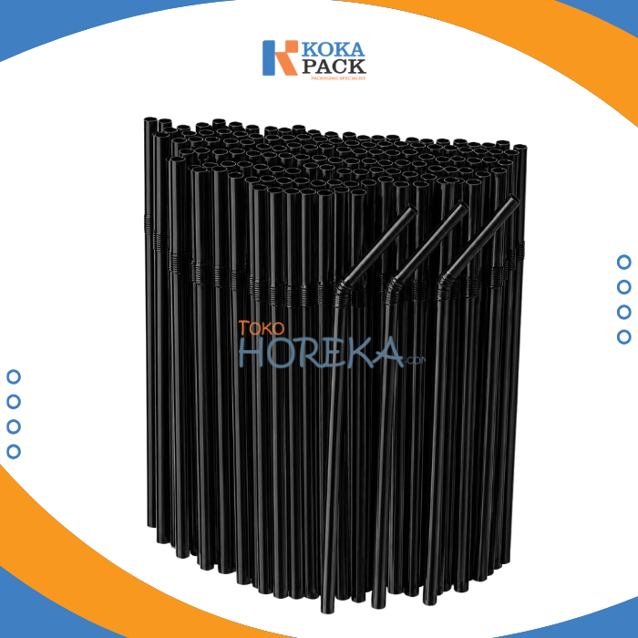 Black Flexible Straws 0,5 cm x 25 cm - Gambar 2