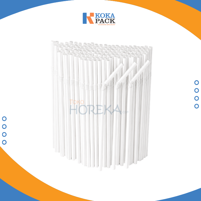 White Flexible Straws 0,5 cm x 25 cm - Gambar 2