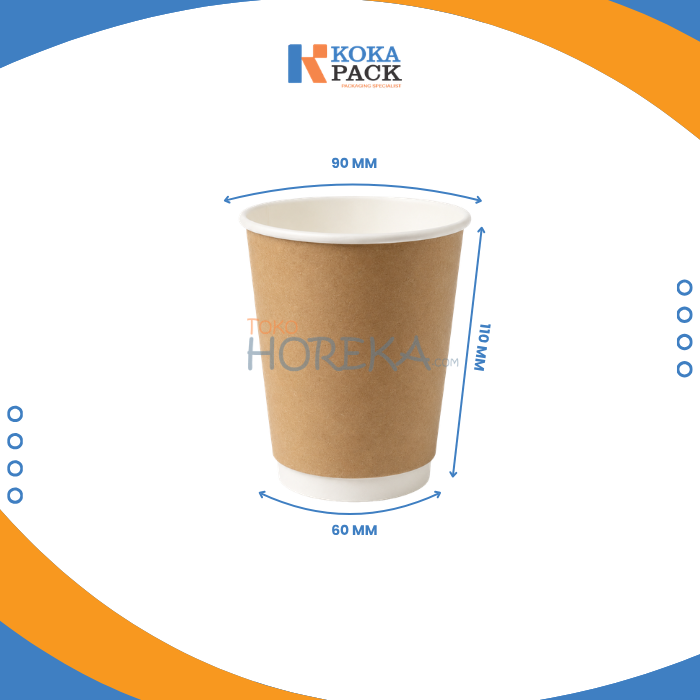 Paper Hot Cup Double Wall 12 Oz Craft gelas kertas kopi untuk minuman panas