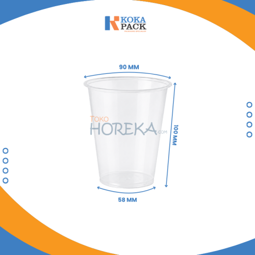 Gelas plastik PPI 360 ml bening putih untuk minuman dingin, cocok untuk usaha minuman, cafe, restoran, dan kebutuhan take away.