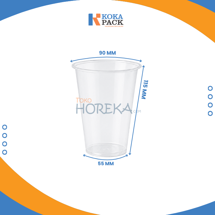 Gelas plastik PPI 400 ml bening putih untuk minuman dingin, cocok untuk usaha minuman, cafe, restoran, dan kebutuhan take away.