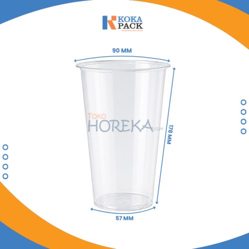 Gelas plastik PPI 700 ml bening putih untuk minuman dingin, cocok untuk usaha minuman, cafe, restoran, dan kebutuhan take away.